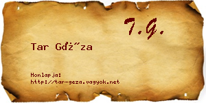 Tar Géza névjegykártya
