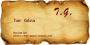 Tar Géza névjegykártya